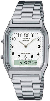 Casio Quartz Prata com Fundo Branco AQ-230GA