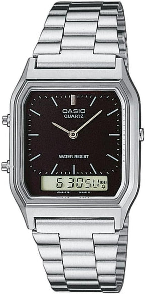 Casio Quartz Prata com fundo Preto AQ-230GA